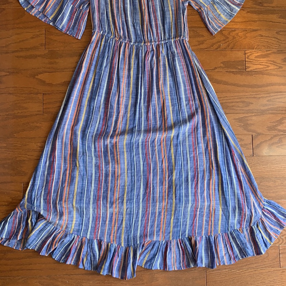 Spiaggia Dolce NWOT Striped Boho Off the Shoulder Dress High Low Hem Size Large - Picture 14 of 16